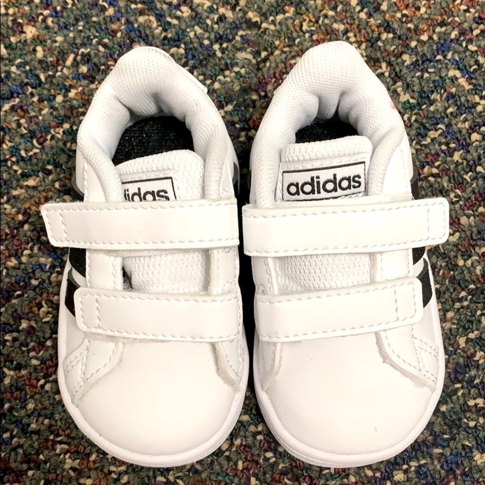 Adidas white with black stripes baby  size 3